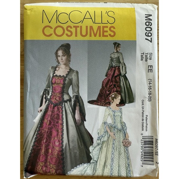 McCall's Other - McCalls M6097 Steampunk Victorian Wedding Costume Pattern Size‎ 14-20 Uncut
